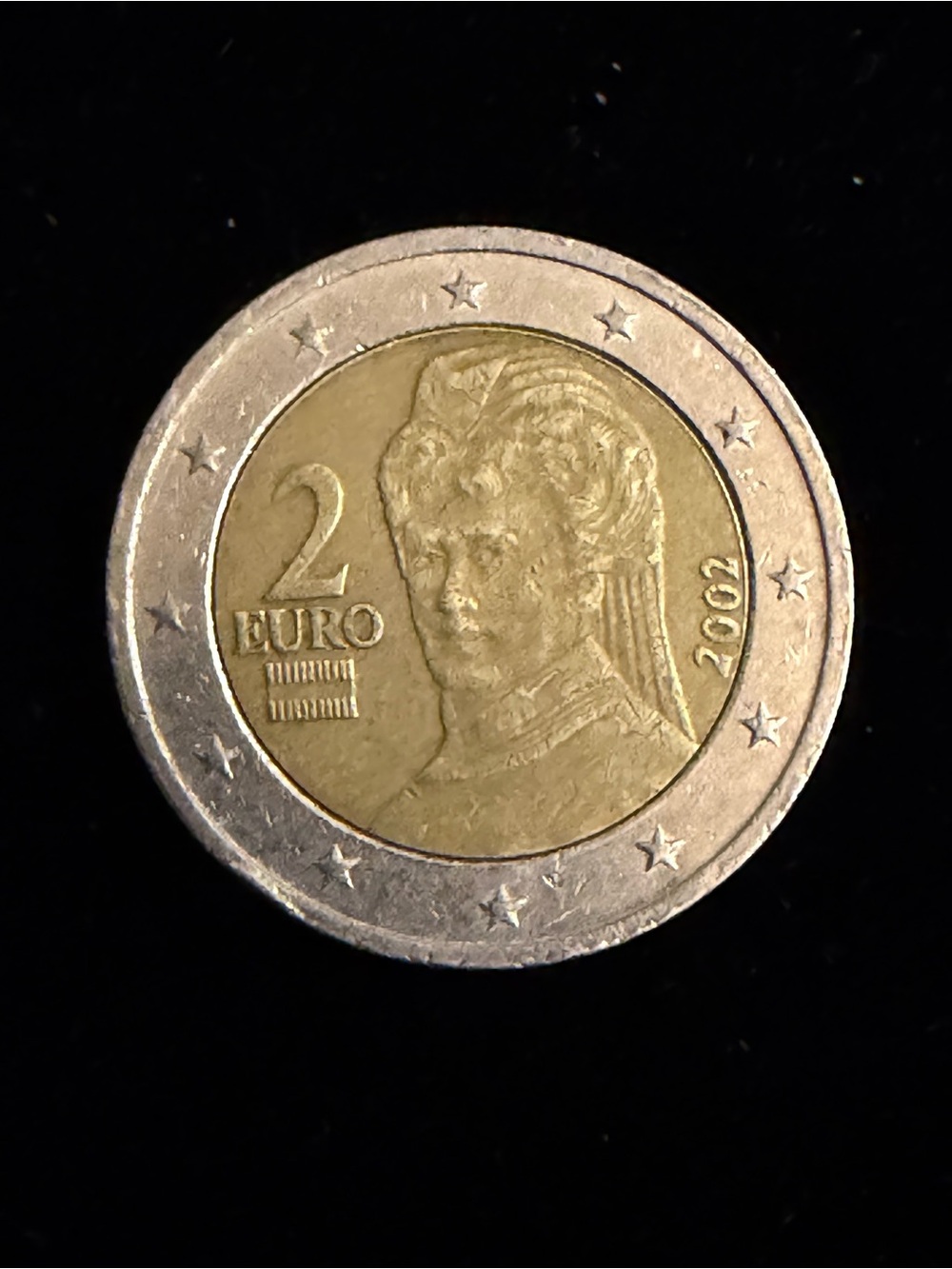 Austria 2 Euro Coin 2002 - Bertha von Suttner - Circulated Austrian Euro Coin